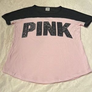 Pink Victoria’s Secret Sequined Two Toned T-shirt Size XS